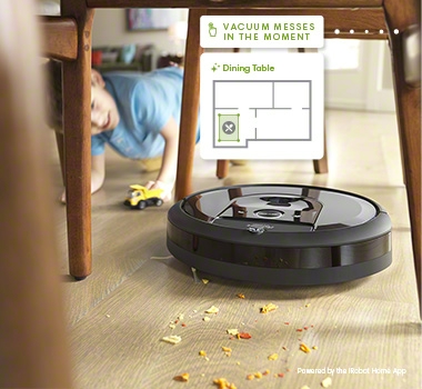 iRobot Roomba i7 is cleaning messes under desk